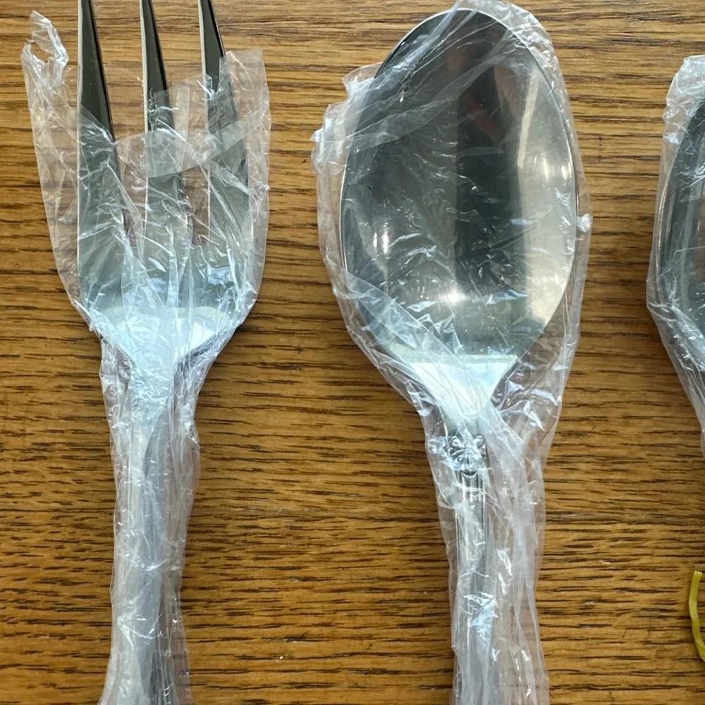 Chris Madden Silver Ornate Stainless Steel Serving Set 5 Piece spoons forks new